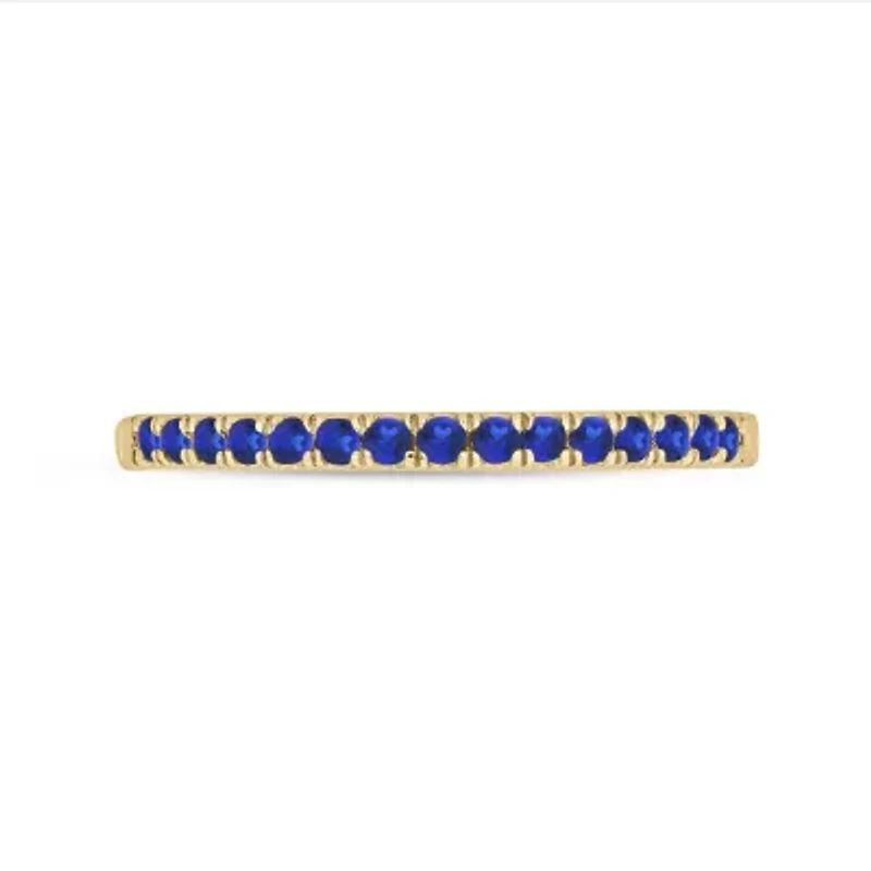 Natural Blue Sapphire Stackable Ring Band Sterling Silver
