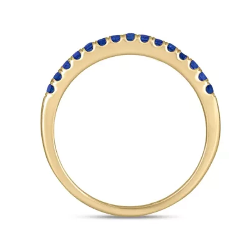 Natural Blue Sapphire Stackable Ring Band Sterling Silver