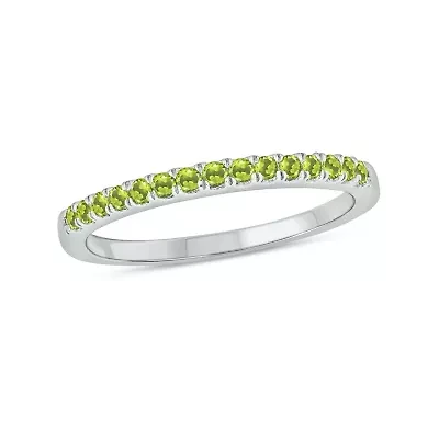 Natural Peridot Stackable Ring Band 10K Yellow Gold