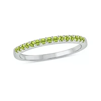 Natural Peridot Stackable Ring Band 10K Yellow Gold