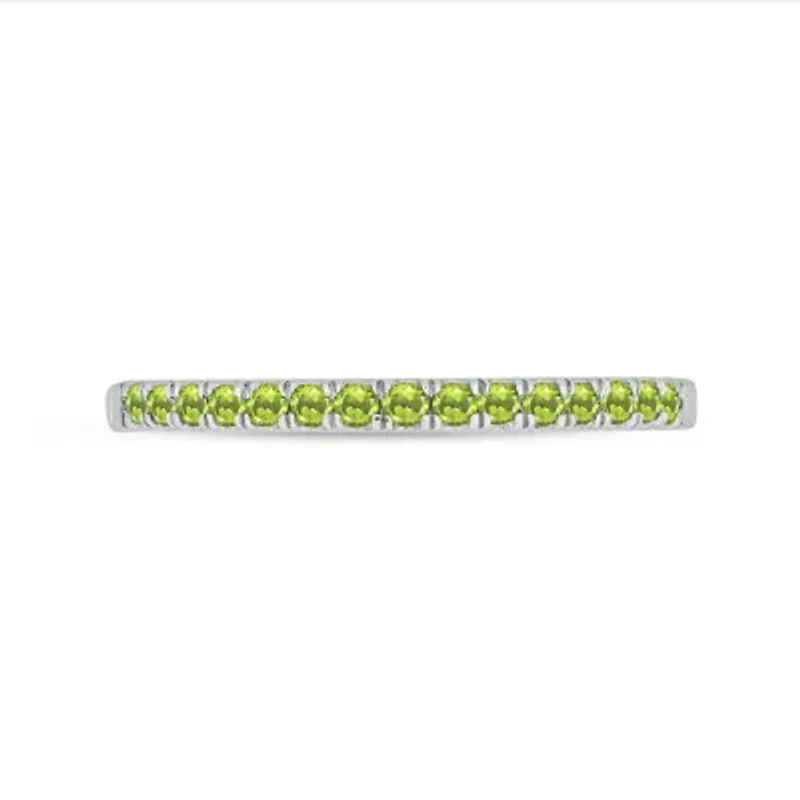 Natural Peridot Stackable Ring Band 10K Yellow Gold