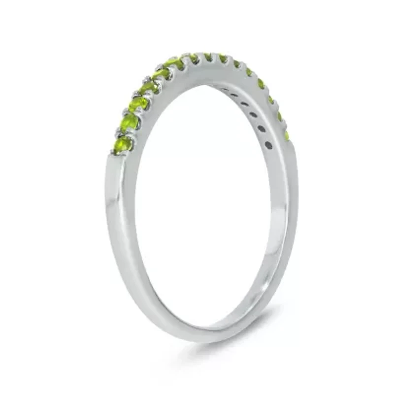Natural Peridot Stackable Ring Band 10K Yellow Gold