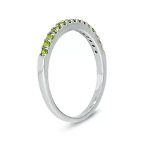 Natural Peridot Stackable Ring Band 10K Yellow Gold