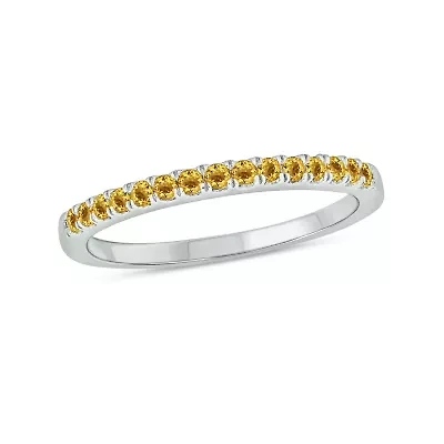 Natural Citrine Stackable Ring Band 10K Yellow Gold