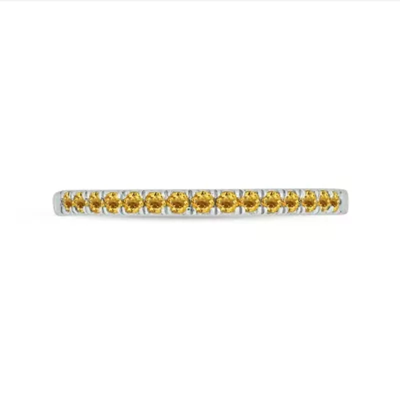 Natural Citrine Stackable Ring Band 10K Yellow Gold