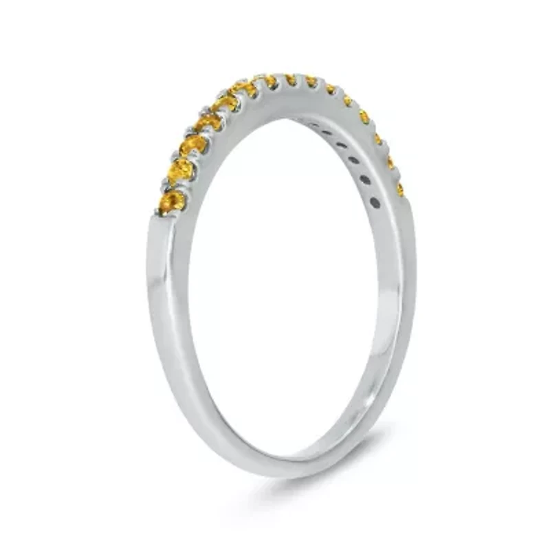 Natural Citrine Stackable Ring Band 10K Yellow Gold