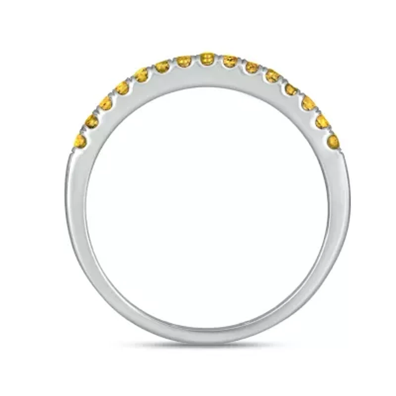 Natural Citrine Stackable Ring Band 10K Yellow Gold