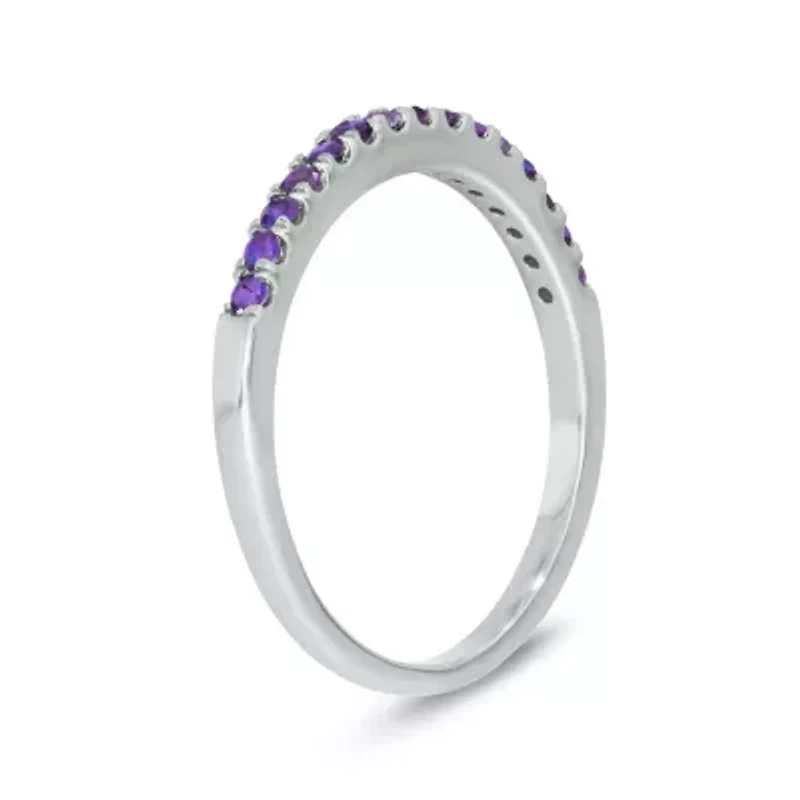 Created Alexandrite Stackable Ring Band Sterling Silver