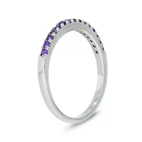 Created Alexandrite Stackable Ring Band Sterling Silver