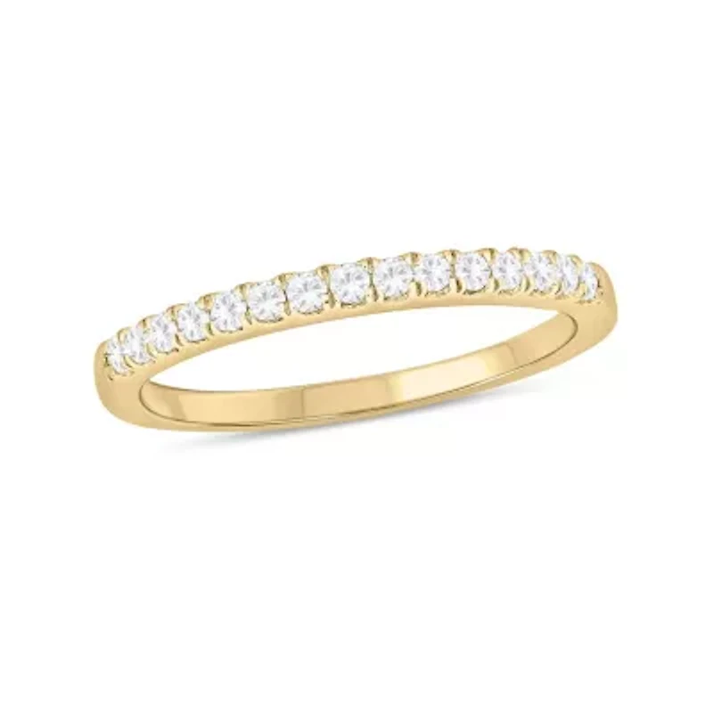 Natural White Topaz Stackable Ring Band 10K Gold