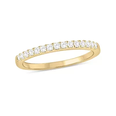 Natural White Topaz Stackable Ring Band 10K Gold
