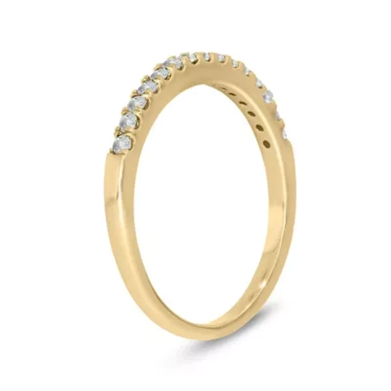 Natural White Topaz Stackable Ring Band 10K Gold
