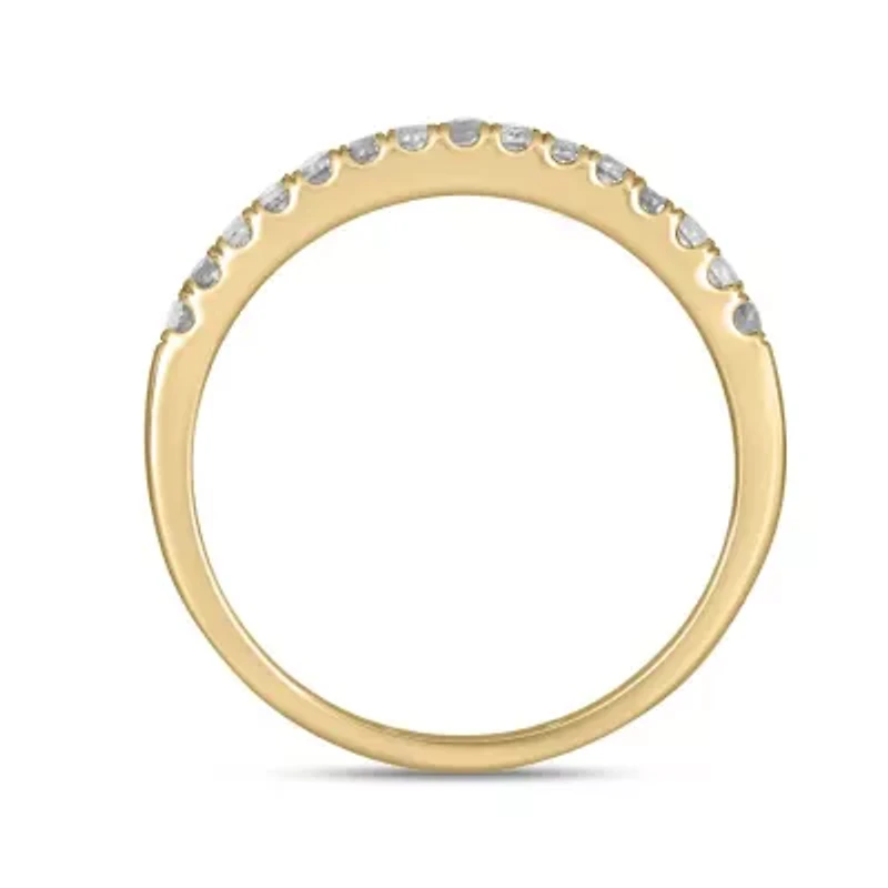 Natural White Topaz Stackable Ring Band 10K Gold