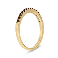Natural Garnet Stackable Ring Band 10K Yellow Gold