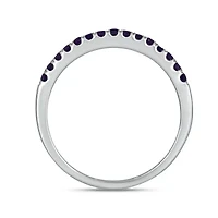 Natural Amethyst Stackable Ring Band 10K White Gold