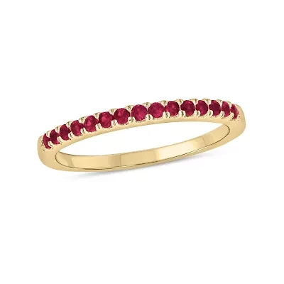 Natural Ruby Stackable Ring Band 10K White Gold