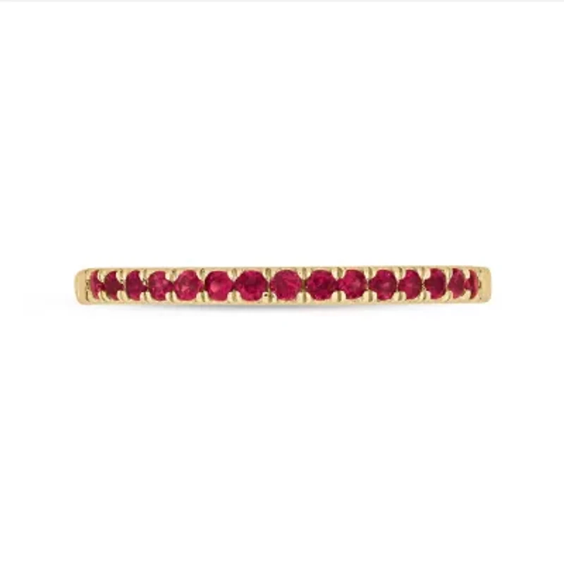 Natural Ruby Stackable Ring Band 10K White Gold