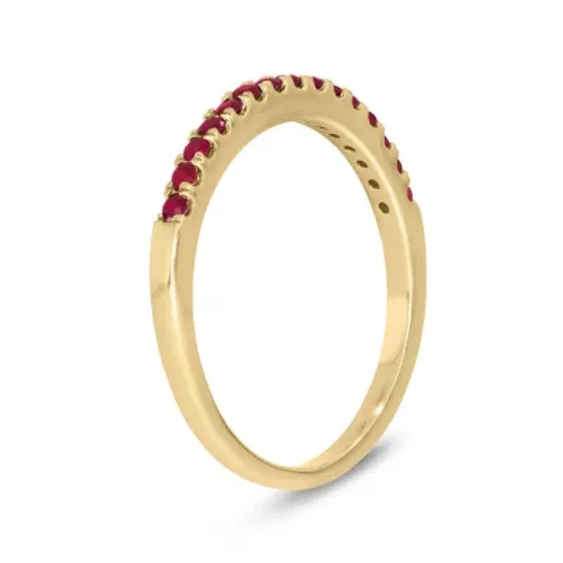 Natural Ruby Stackable Ring Band 10K White Gold