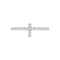 Lab Created Diamond Accent Lab-Grown Cross-Shaped Stylish Fashion Ring Sterling Silver