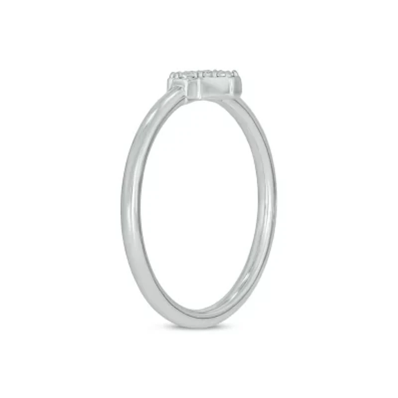 Lab Created Diamond Accent Lab-Grown Cross-Shaped Stylish Fashion Ring Sterling Silver