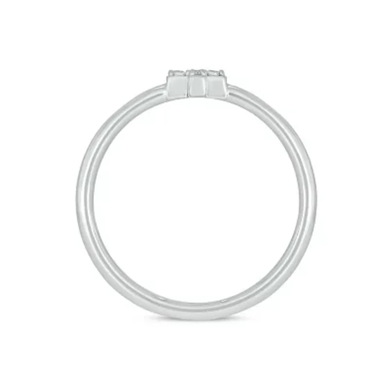Lab Created Diamond Accent Lab-Grown Cross-Shaped Stylish Fashion Ring Sterling Silver