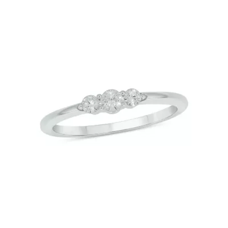Lab Created 1/4 Carat Round Classic Promise Ring Sterling Silver