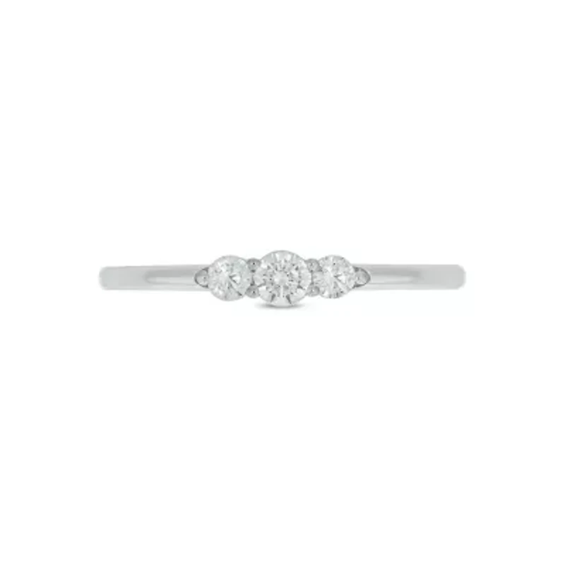 Lab Created 1/4 Carat Round Classic Promise Ring Sterling Silver