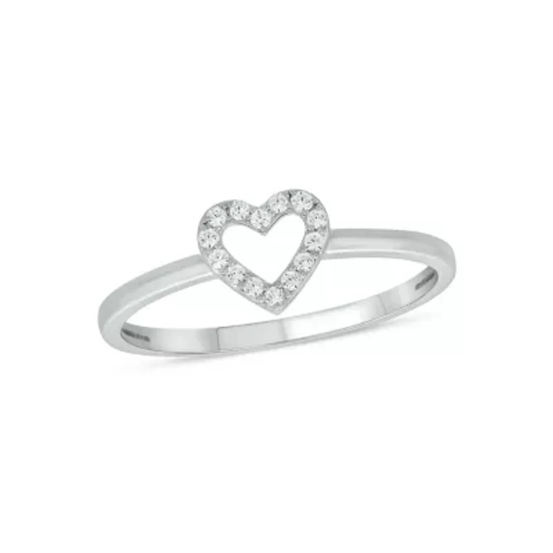 Lab Created 1/10 Carat Heart-Shaped Romantic Fashion Ring Sterling Silver