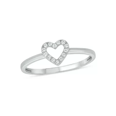 Lab Created 1/10 Carat Heart-Shaped Romantic Fashion Ring Sterling Silver