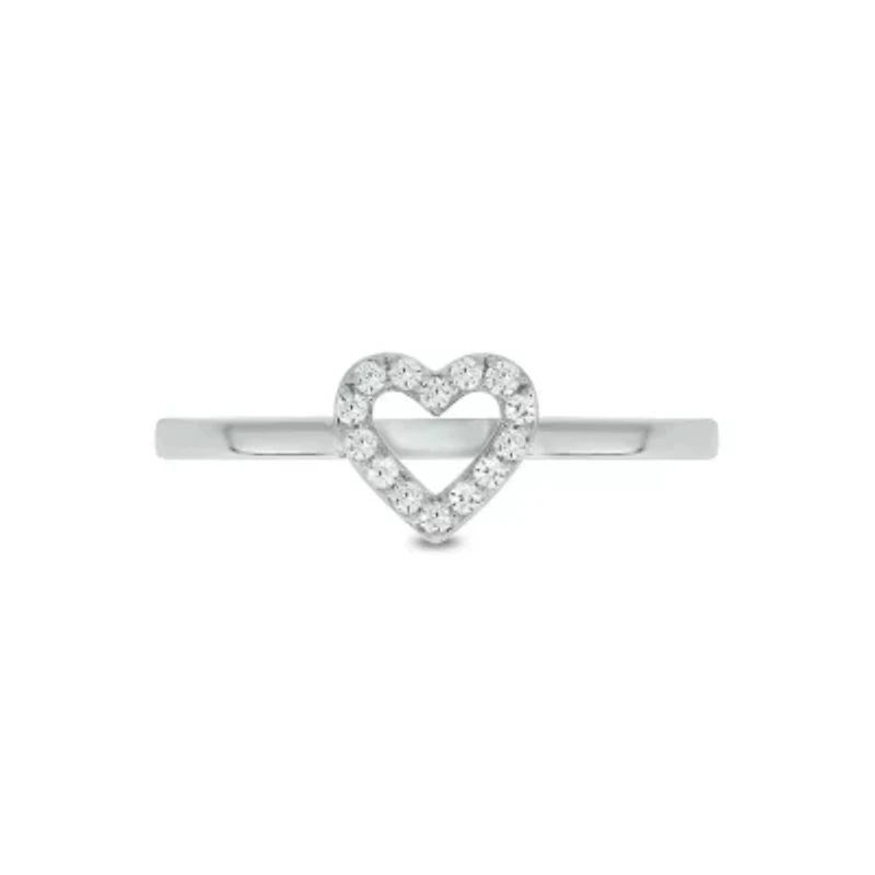 Lab Created 1/10 Carat Heart-Shaped Romantic Fashion Ring Sterling Silver