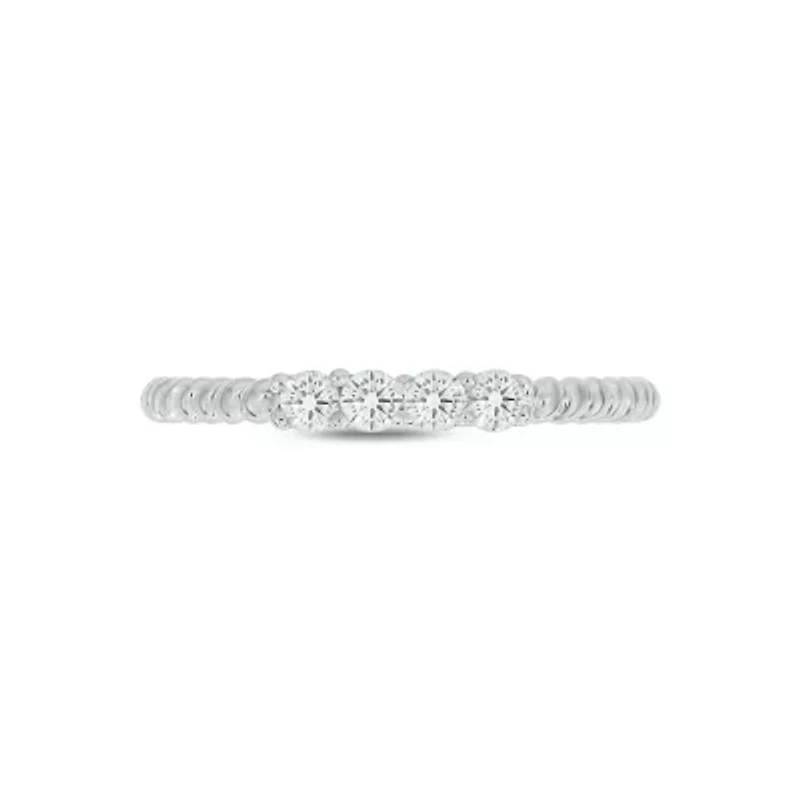 Lab Created 1/4 Carat Lab-Grown Diamond Refined Anniversary Ring Band Sterling Silver