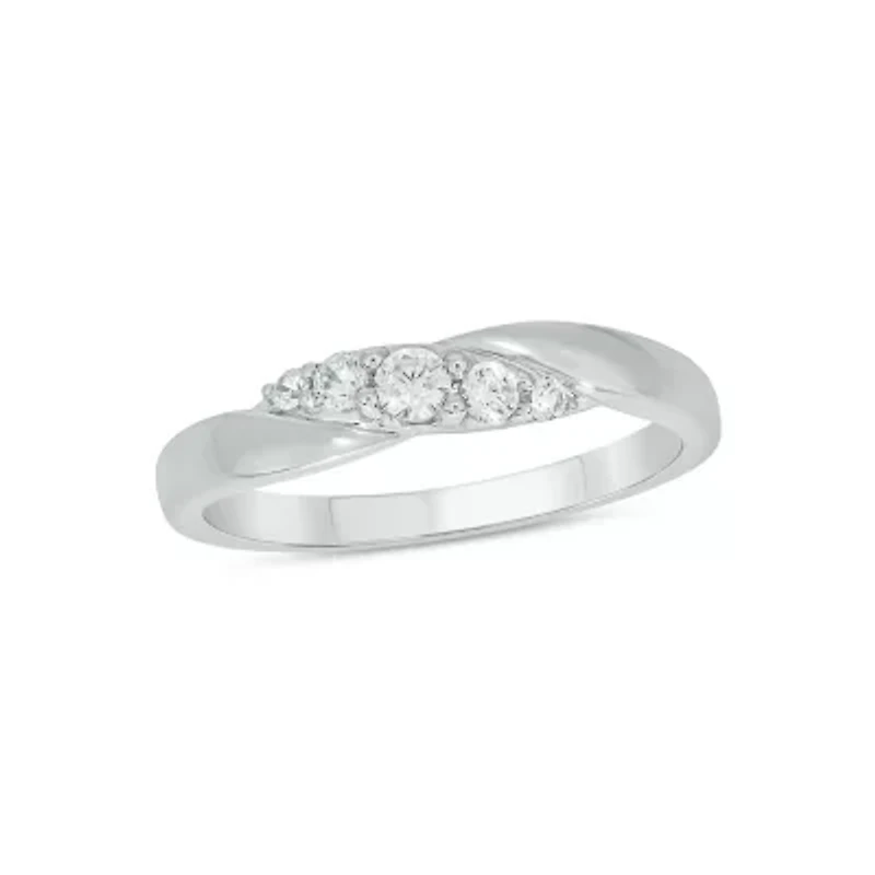 Lab Created 1/5 Carat Lab-Grown Diamond Radiant Anniversary Ring Band Sterling Silver