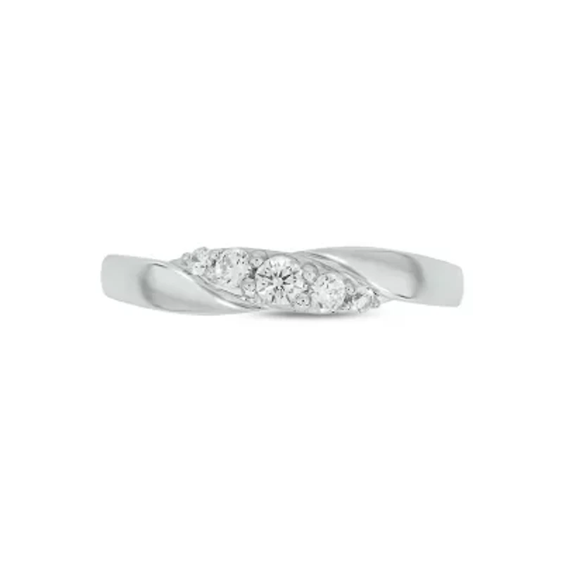 Lab Created 1/5 Carat Lab-Grown Diamond Radiant Anniversary Ring Band Sterling Silver