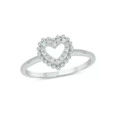 Lab Created Diamond Accent  Lab-Grown Heart-Shaped Romantic Fashion Ring Sterling Silver