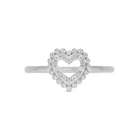 Lab Created Diamond Accent  Lab-Grown Heart-Shaped Romantic Fashion Ring Sterling Silver