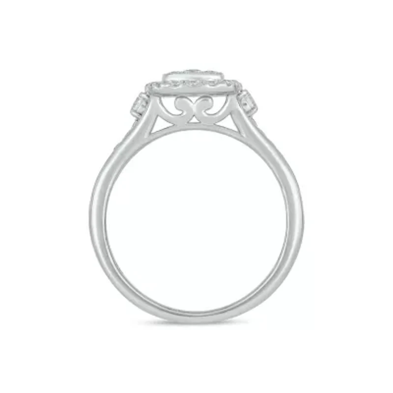 Lab Created 1 Carat Lab-Grown Diamond Bold Square Halo Bridal Set Sterling Silver
