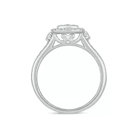 Lab Created 1 Carat Lab-Grown Diamond Bold Square Halo Bridal Set Sterling Silver
