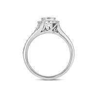 Lab Created 1 Carat Lab-Grown Diamond Oval Halo Center Bridal Set Sterling Silver