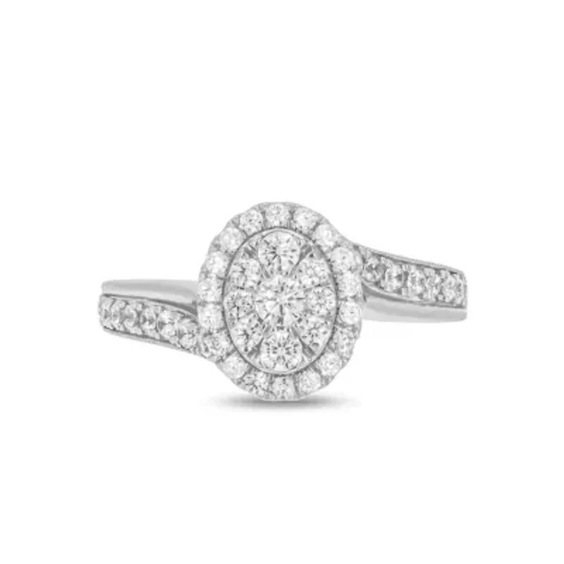 Lab Created 1 Carat Lab-Grown Diamond Oval Halo Center Bridal Set Sterling Silver