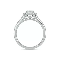 Lab Created 1 Carat Lab-Grown Diamond Radiant Round Cluster Bridal Set Sterling Silver