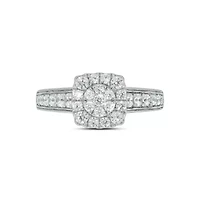 Lab Created 1 Carat Lab-Grown Diamond Radiant Round Cluster Bridal Set Sterling Silver
