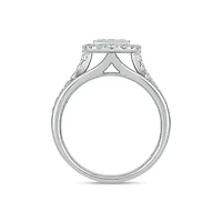 Lab Created 1 Carat Lab-Grown Diamond Square Halos Bridal Set Sterling Silver