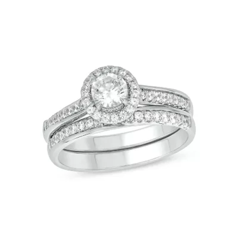 Lab Created 3/4 Carat Lab-Grown Diamond Bridal Set Sterling Silver