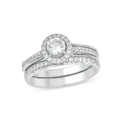 Lab Created 3/4 Carat Lab-Grown Diamond Bridal Set Sterling Silver