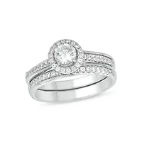 Lab Created 3/4 Carat Lab-Grown Diamond Bridal Set Sterling Silver