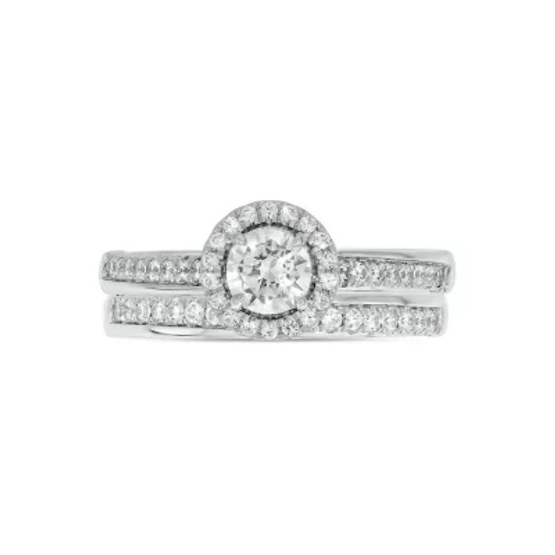 Lab Created 3/4 Carat Lab-Grown Diamond Bridal Set Sterling Silver