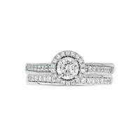 Lab Created 3/4 Carat Lab-Grown Diamond Bridal Set Sterling Silver