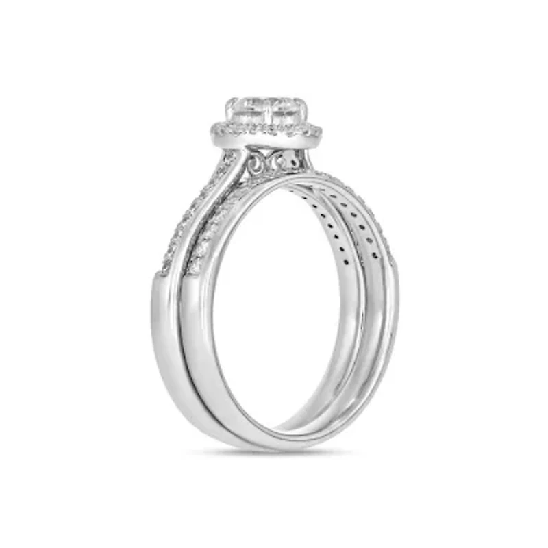 Lab Created 3/4 Carat Lab-Grown Diamond Bridal Set Sterling Silver