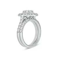 Lab Created 2 Carat Lab-Grown Diamond Round Center Cluster Bridal Set Sterling Silver