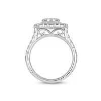 Lab Created 2 Carat Lab-Grown Diamond Round Center Cluster Bridal Set Sterling Silver